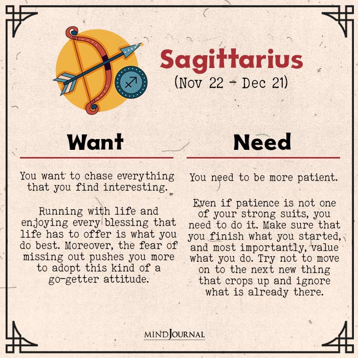 need vs want zodiac sign sagittarius