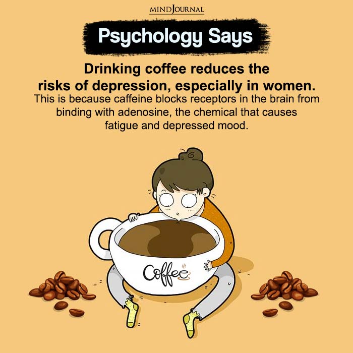 Drinking coffee reduces the risks of depression