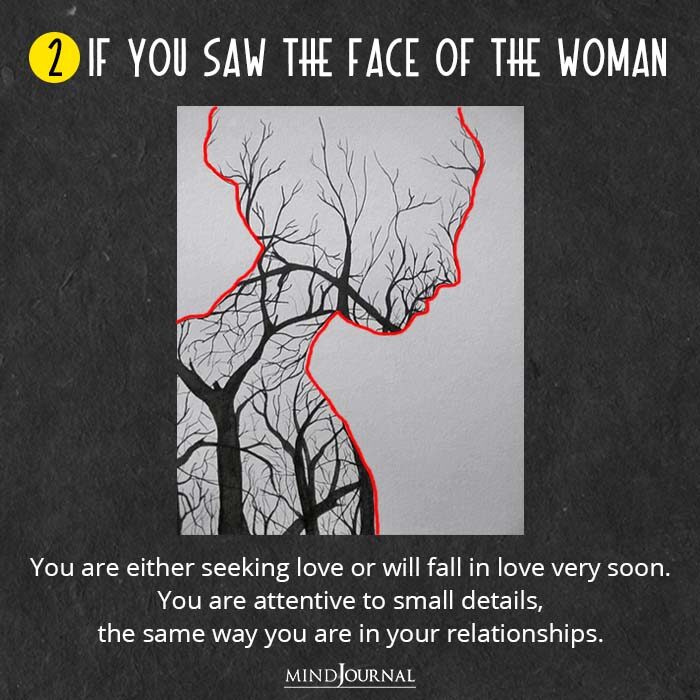 If you saw the face of the woman Woman Tree Illusion