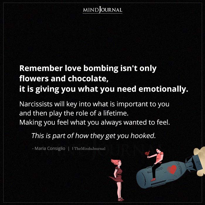 Love bombing takes place in a narcissistic relationship