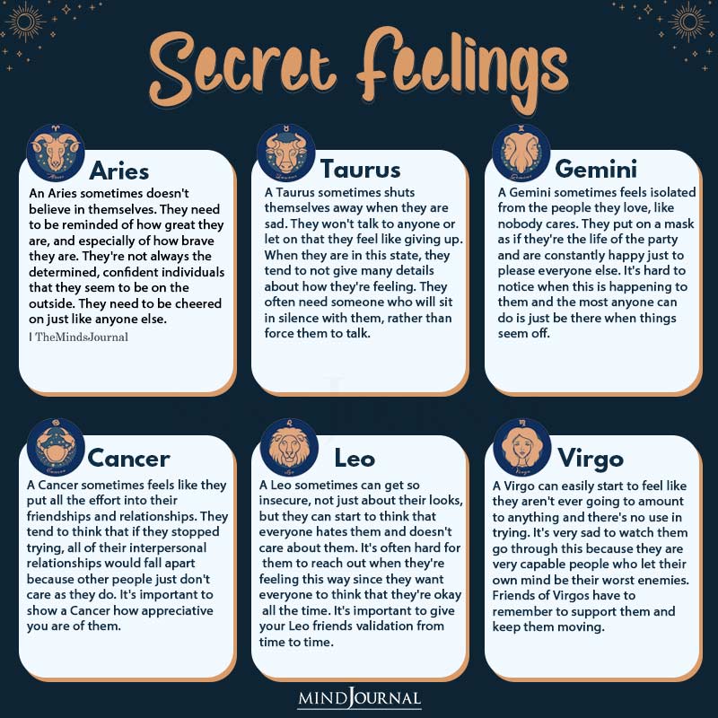 Secret Feelings Of Each Zodiac Sign One