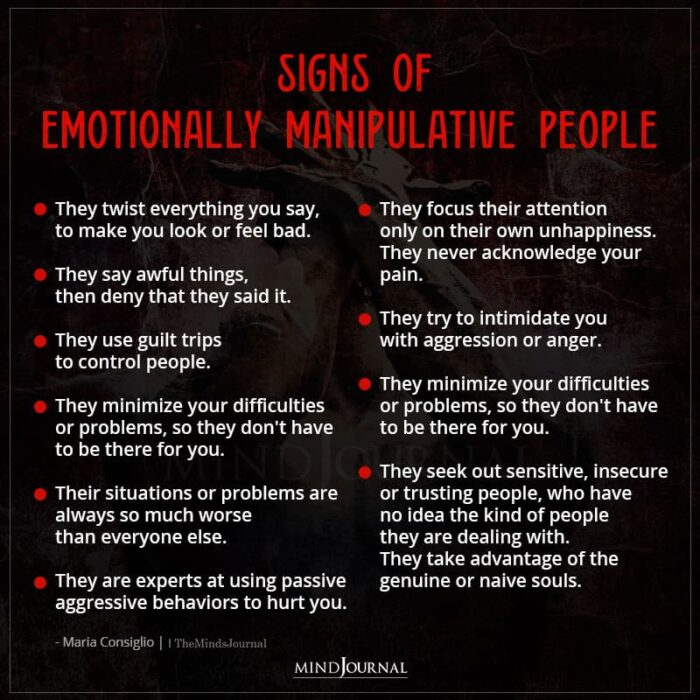 Signs of emotionally manipulative people