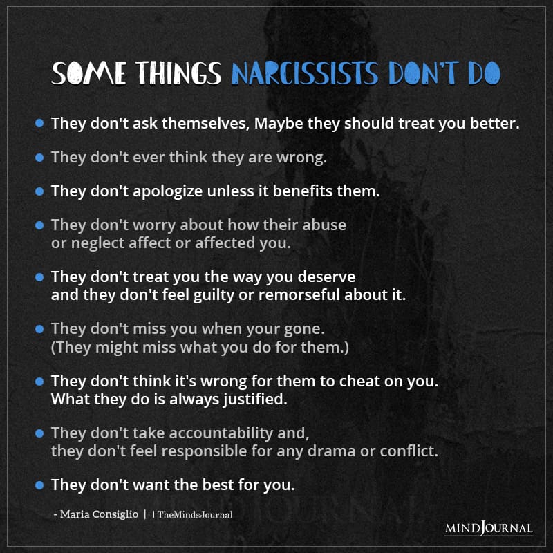 Some Things Narcissists Don’t Do