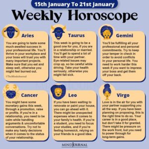 Weekly Horoscope For Each Zodiac Sign(15th January To 21st January)
