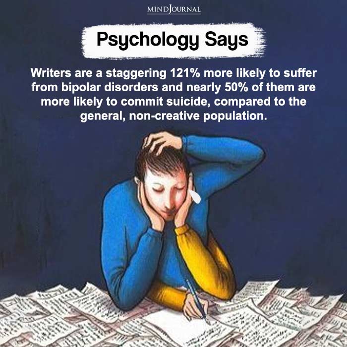 Writers are a staggering more likely to suffer from bipolar disorders