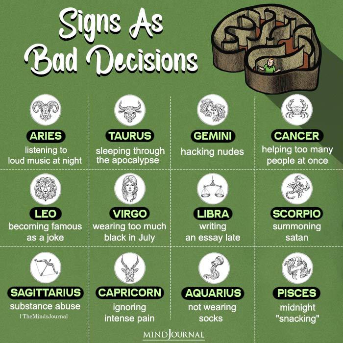 Zodiac Signs As Bad Decisions