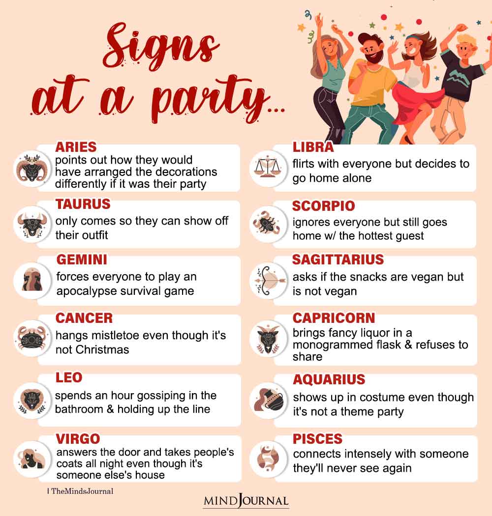 12 Zodiac Signs At A Party - Zodiac Memes