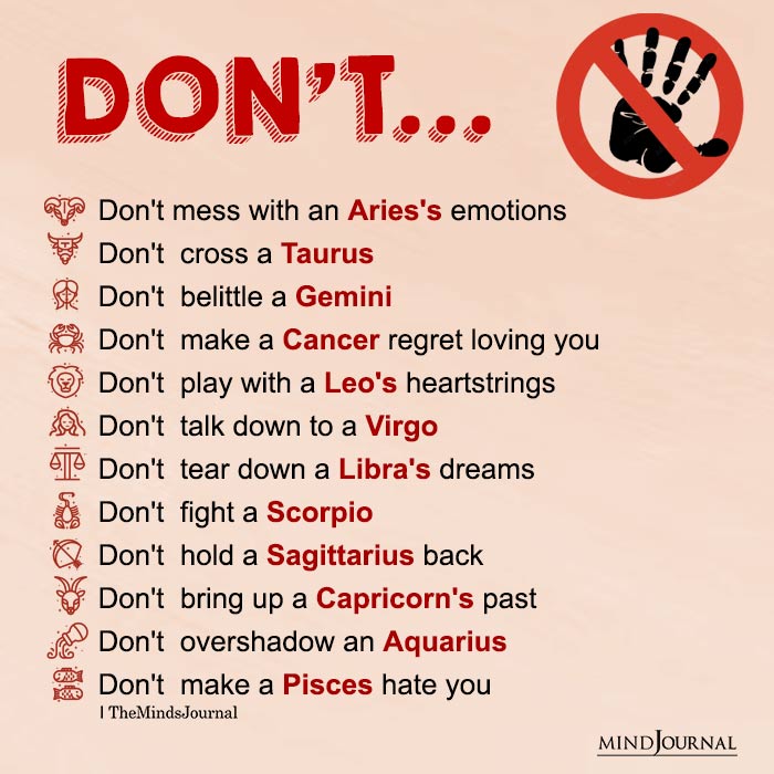 Don't Ever Do This With The Zodiac Signs