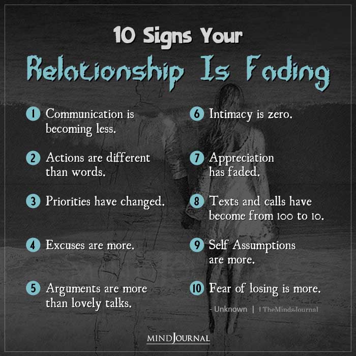 10 Signs Your Relationship Is Fading
