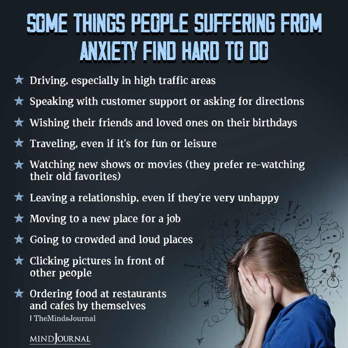 Some Things People Suffering From Anxiety Find Hard To Do