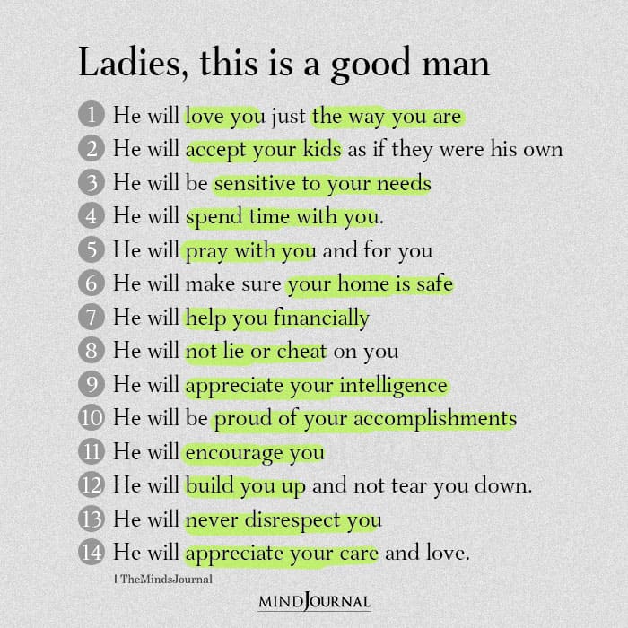 Signs of a good man