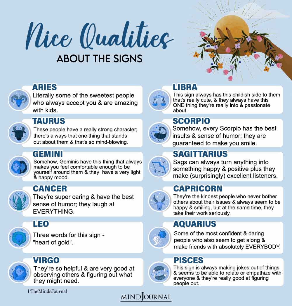 Nice Qualities About Each Zodiac Sign