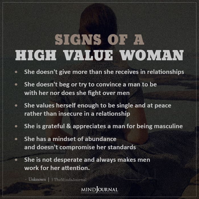 Signs Of A High Value Woman