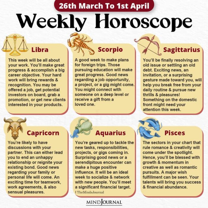 Weekly Horoscope 26th March to 1st April 2023
