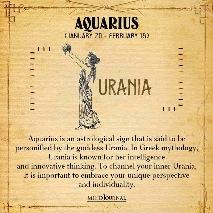 Aquarius is an astrological sign that is said to be personified by the goddess Urania