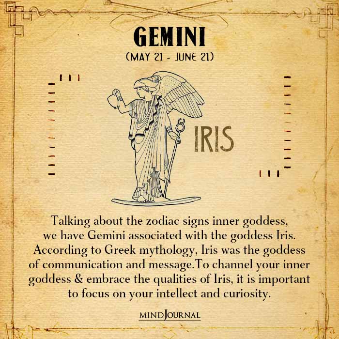Gemini associated with the goddess Iris