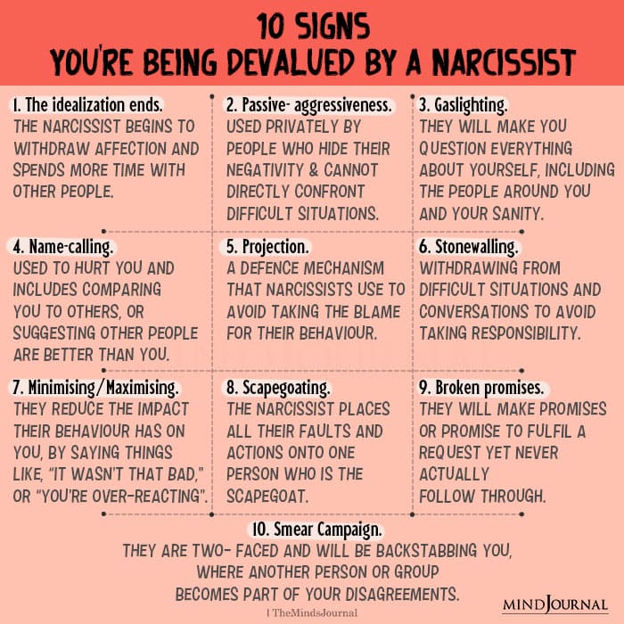 Signs Youre Being Devalued By A Narcissist