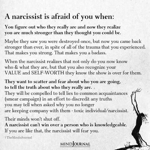 A Narcissist Is Afraid Of You When