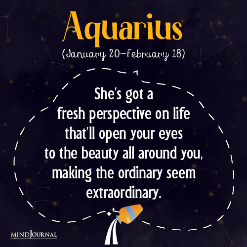 Aquarius Shes got a fresh perspective