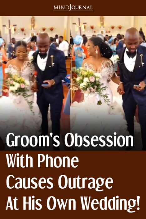 groom constantly looking at his phone
