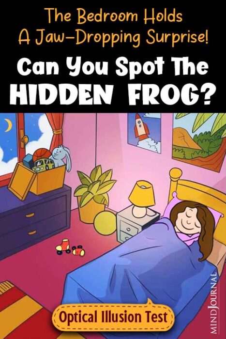 frog hiding in the bedroom
