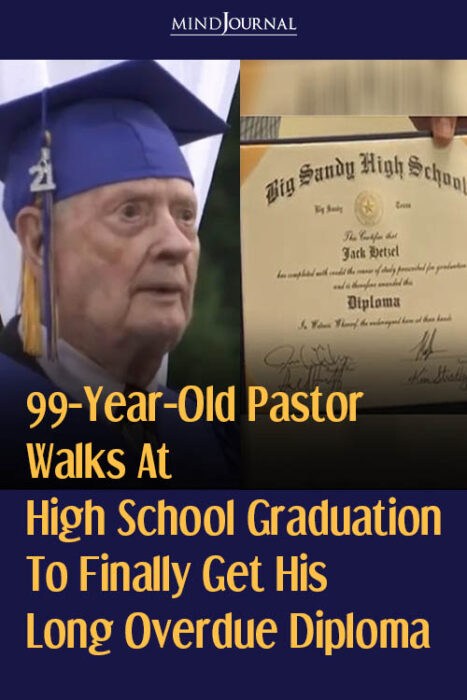 old pastor walks at high school graduation