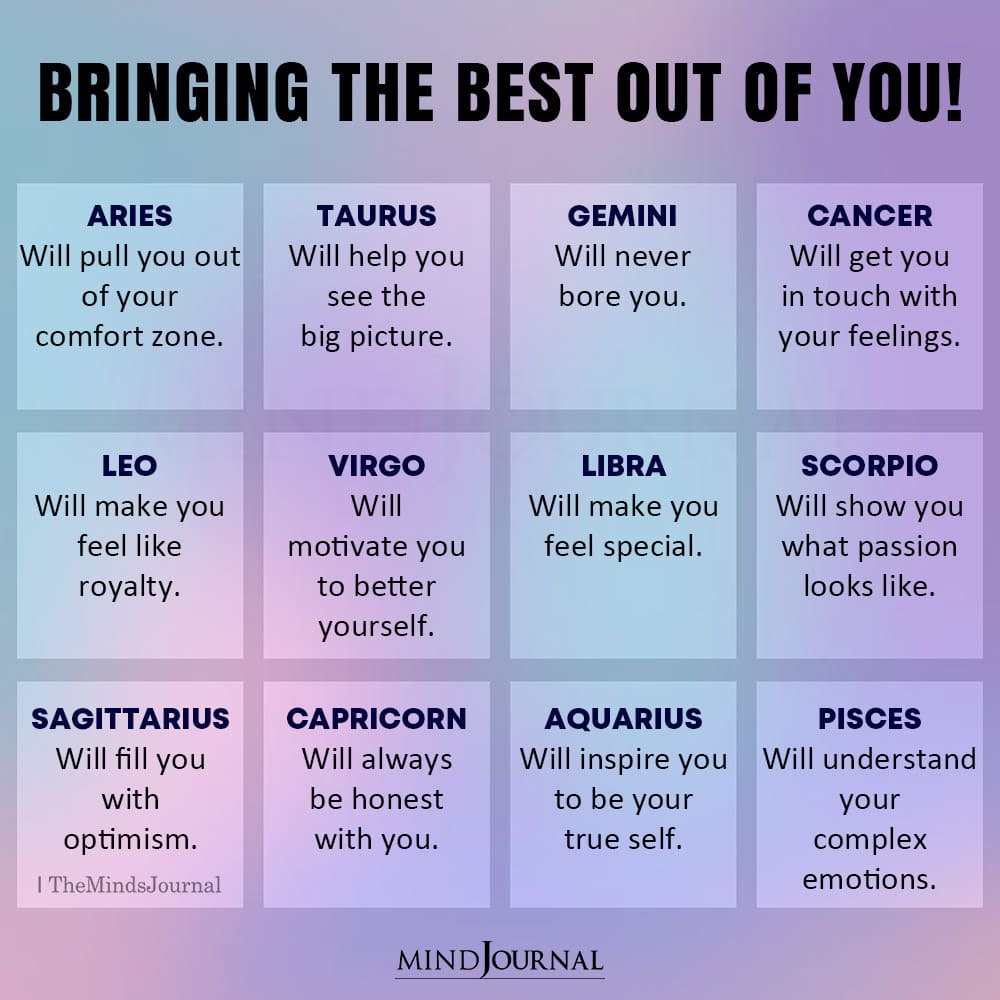 How The Zodiac Signs Will Bring The Best Out Of You