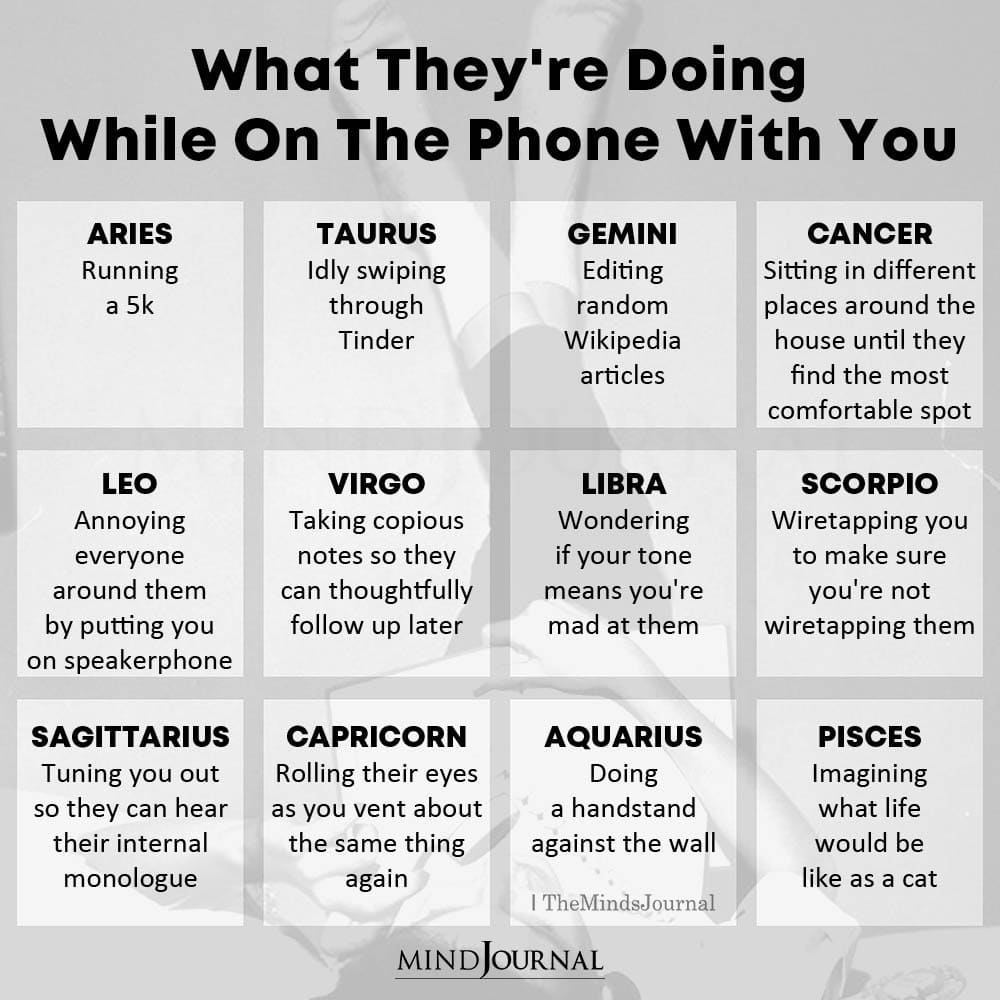 What The Zodiac Signs Are Doing While On The Phone With You
