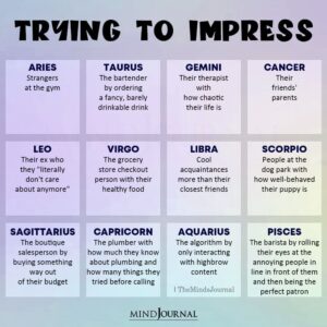 Zodiac Signs When Trying To Impress - Zodiac Memes