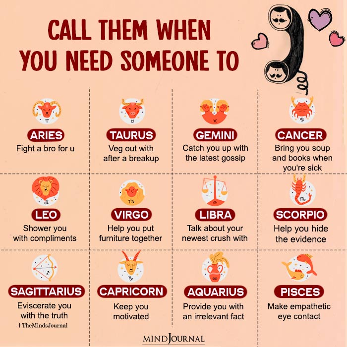Call The Zodiac Signs When You Need Someone To