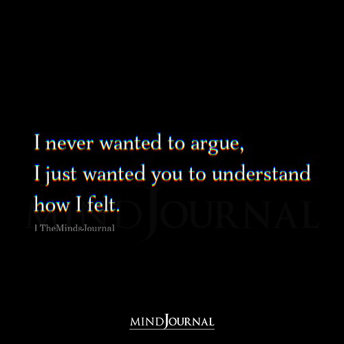I Never Wanted To Argue I Just Wanted You To Understand