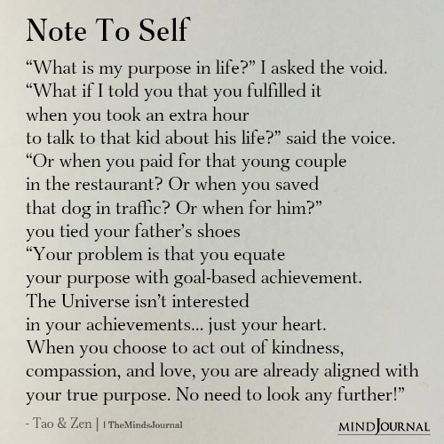 Note To Self – What Is My Purpose In Life?
