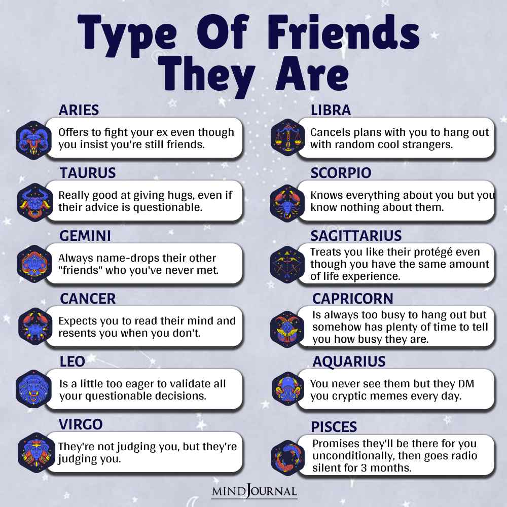 Types Of Friends The Zodiac Signs Are