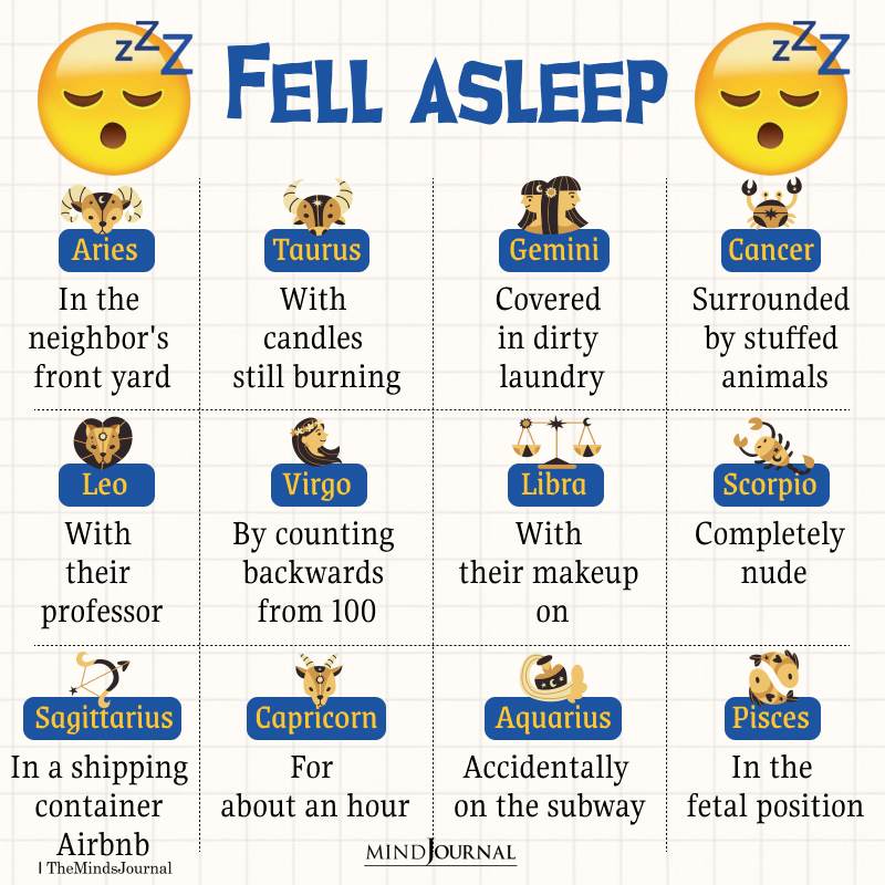 How The Zodiac Signs Fell Asleep