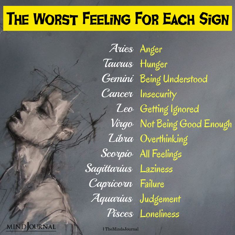 The Worst Feeling For Each Zodiac Sign