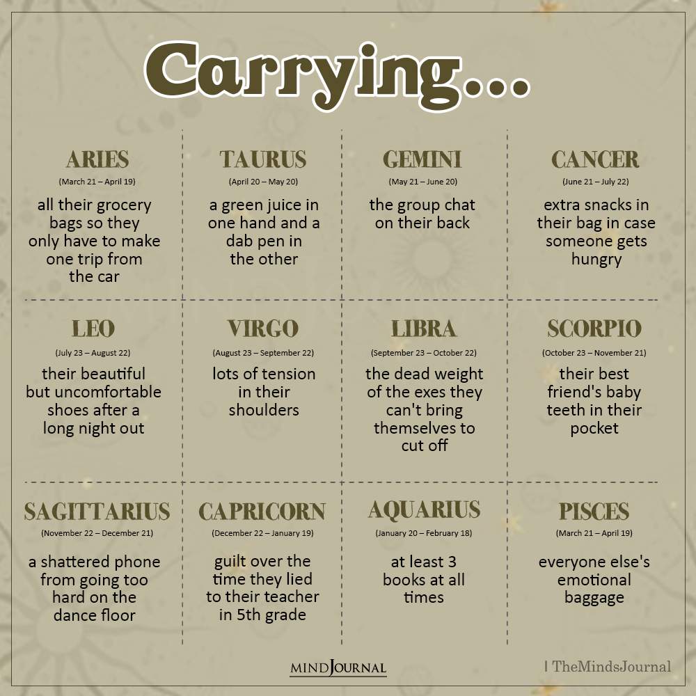 What Are The Zodiac Signs Carrying?