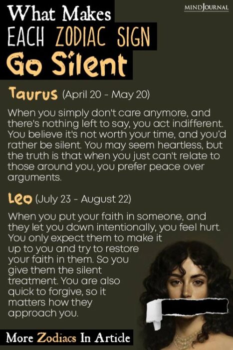 what makes you go silent based on your zodiac sign
