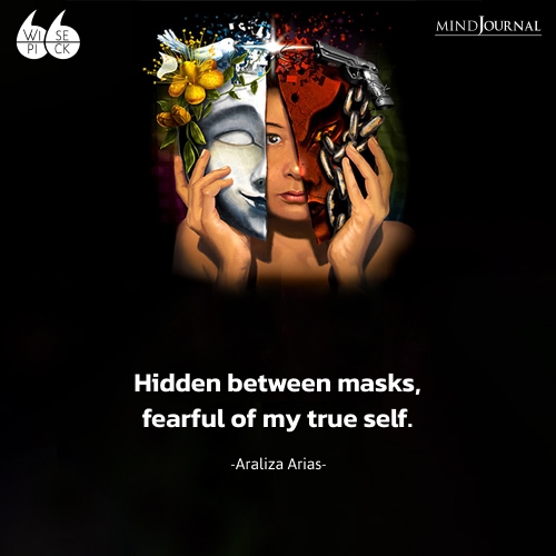Araliza Arias hidden between mask