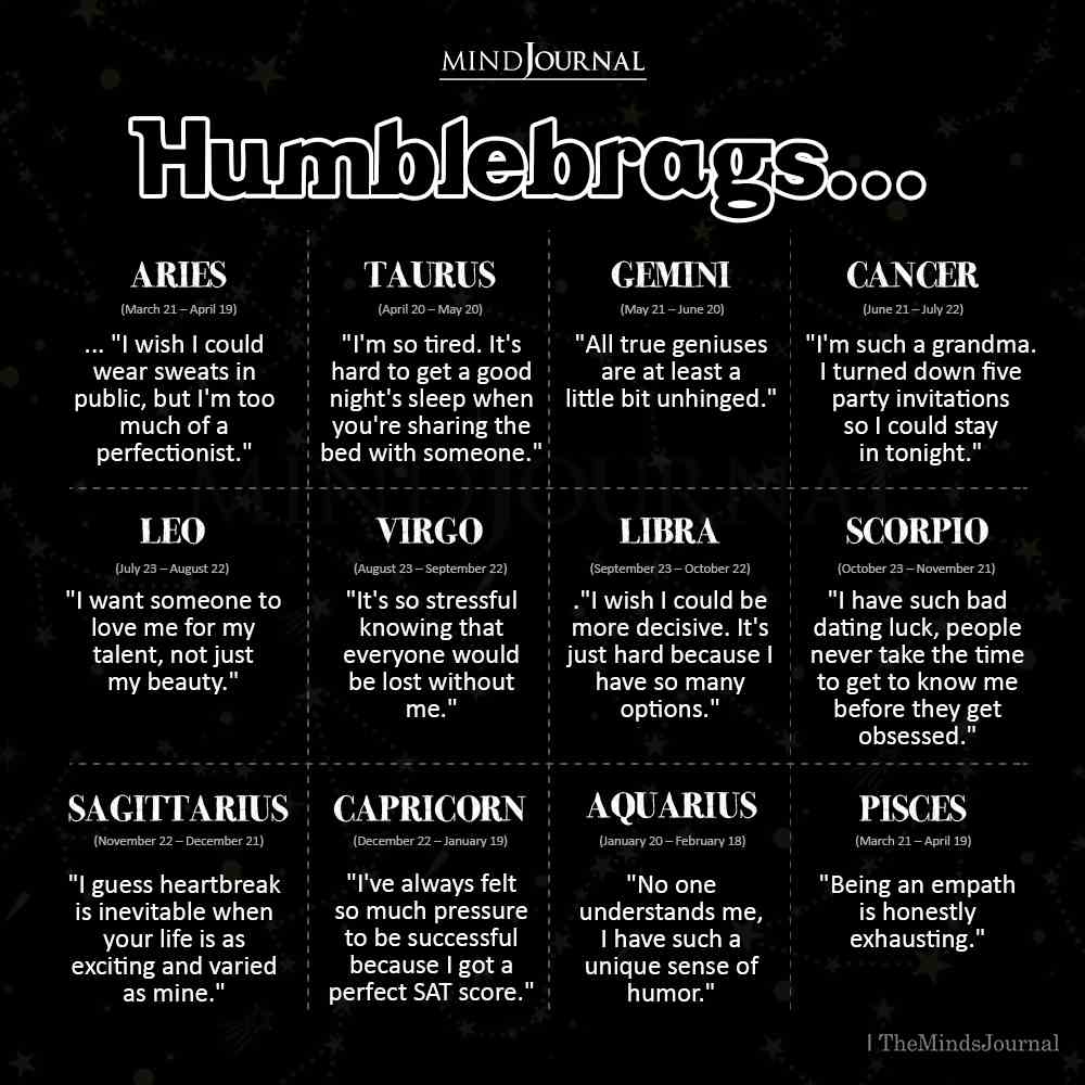 Humblebrag Of Each Zodiac Sign