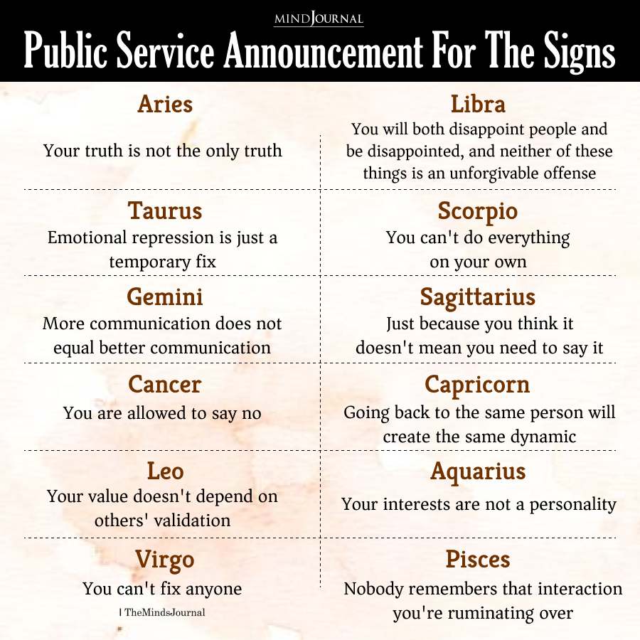 Public Service Announcement For The Zodiac Signs