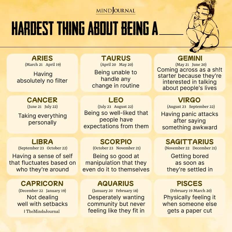The Hardest Thing About Being Each Zodiac Sign