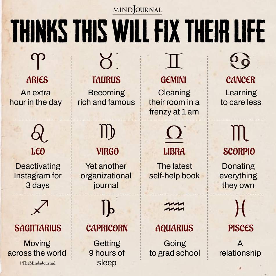 What The Zodiac Signs Think Will Fix Their Life