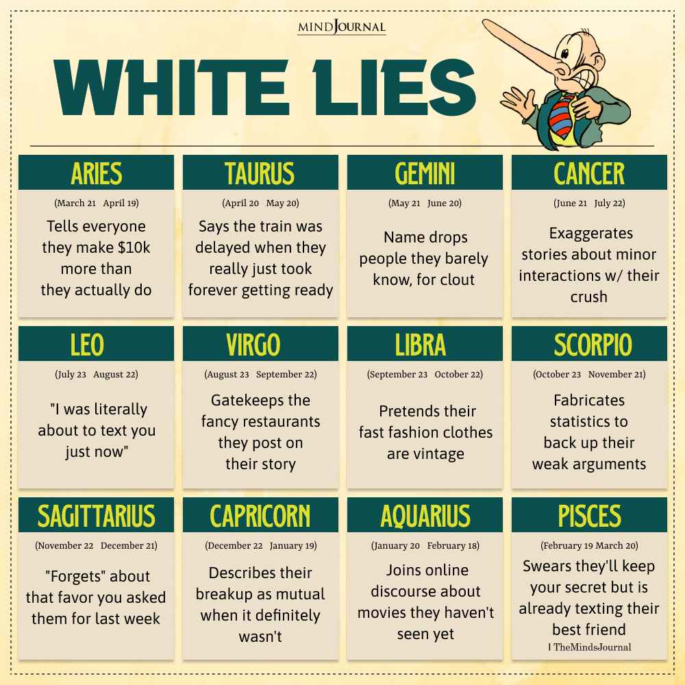 White Lies Of Zodiac Signs