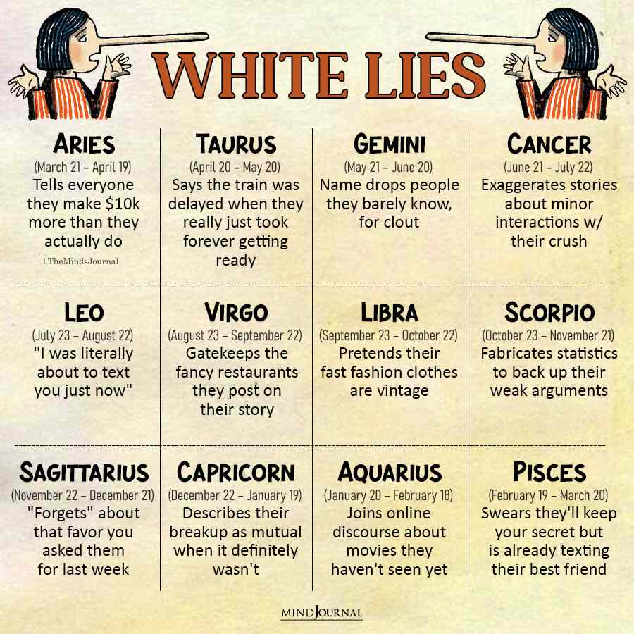 White Lies Of Zodiac Signs