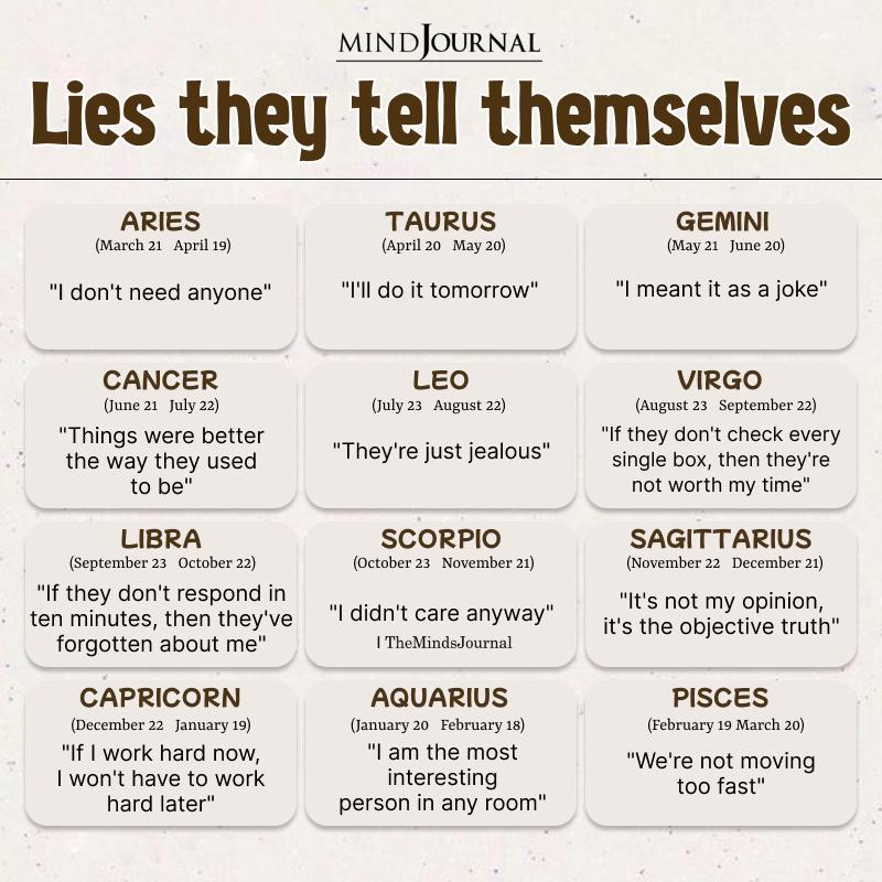 The Lies Zodiac Signs Tell Themselves