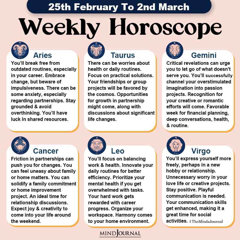 Weekly Horoscope For Each Zodiac Sign(25th February To 2nd March)