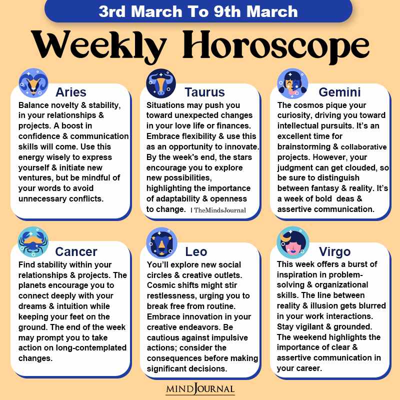 Weekly Horoscope 3rd March To 9th March part one
