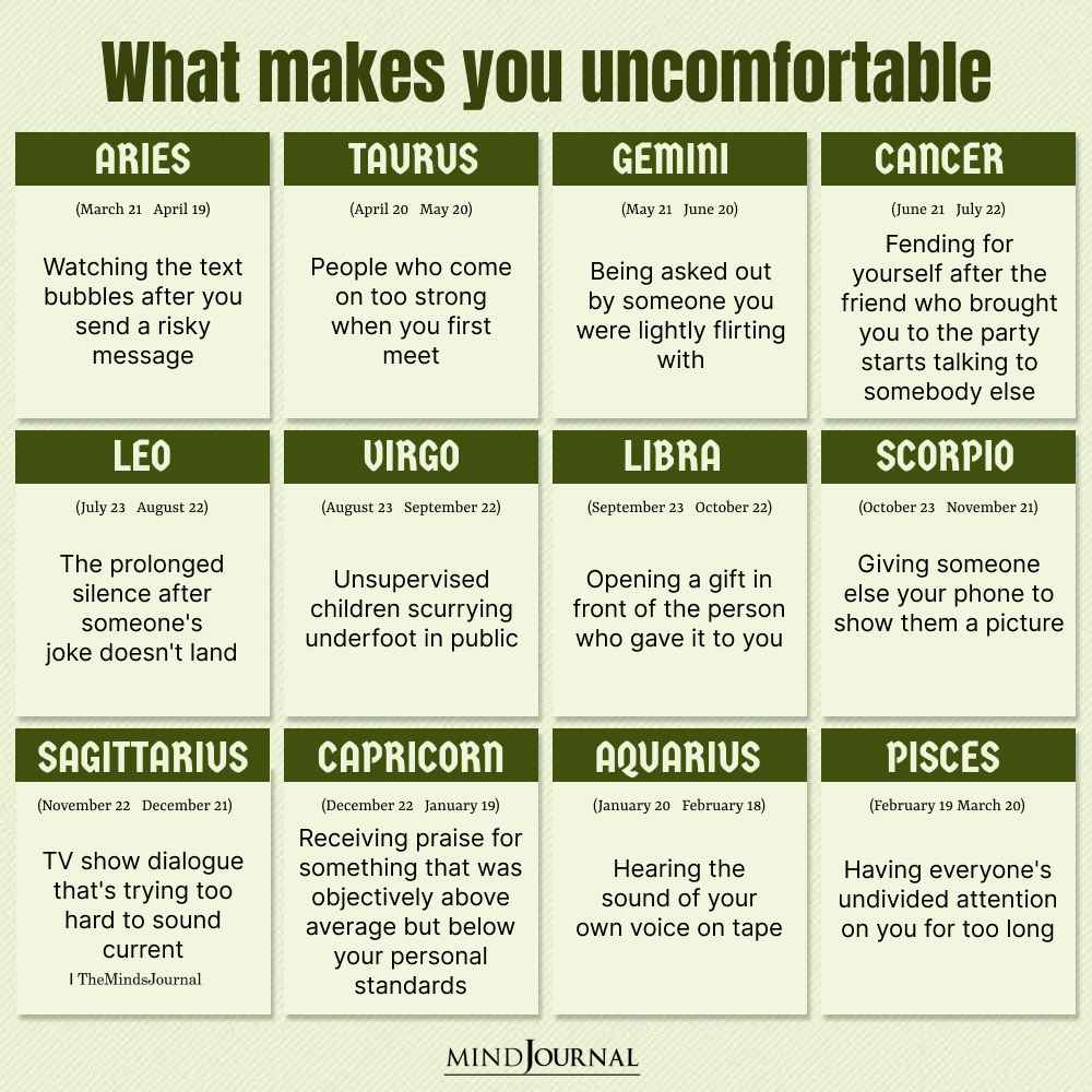 What Makes Each Zodiac Sign Uncomfortable