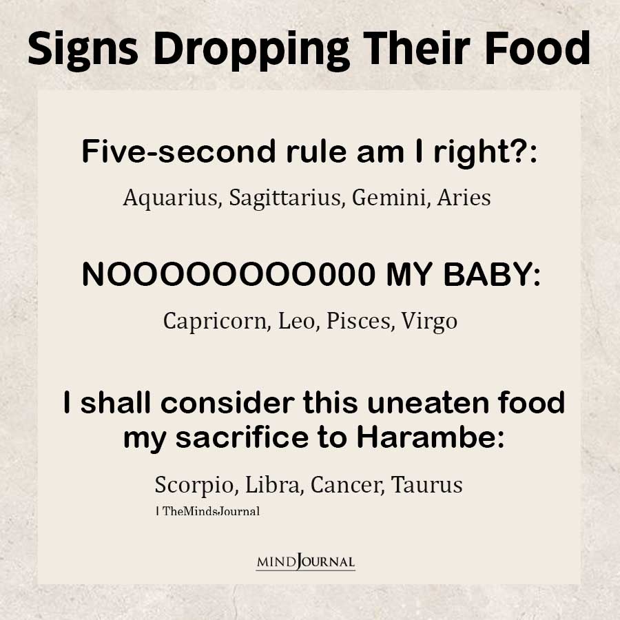 Zodiac Signs Dropping Their Food