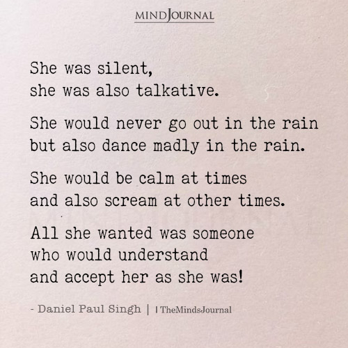 She Was Silent She Was Also Talkative